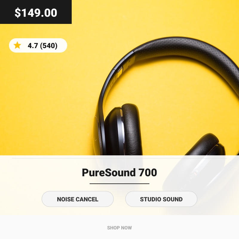 Headphones ad creative, Clean Minimal template